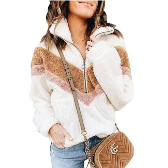 Half Zip Sherpa Teddy Pullover - Picture 3 of 6